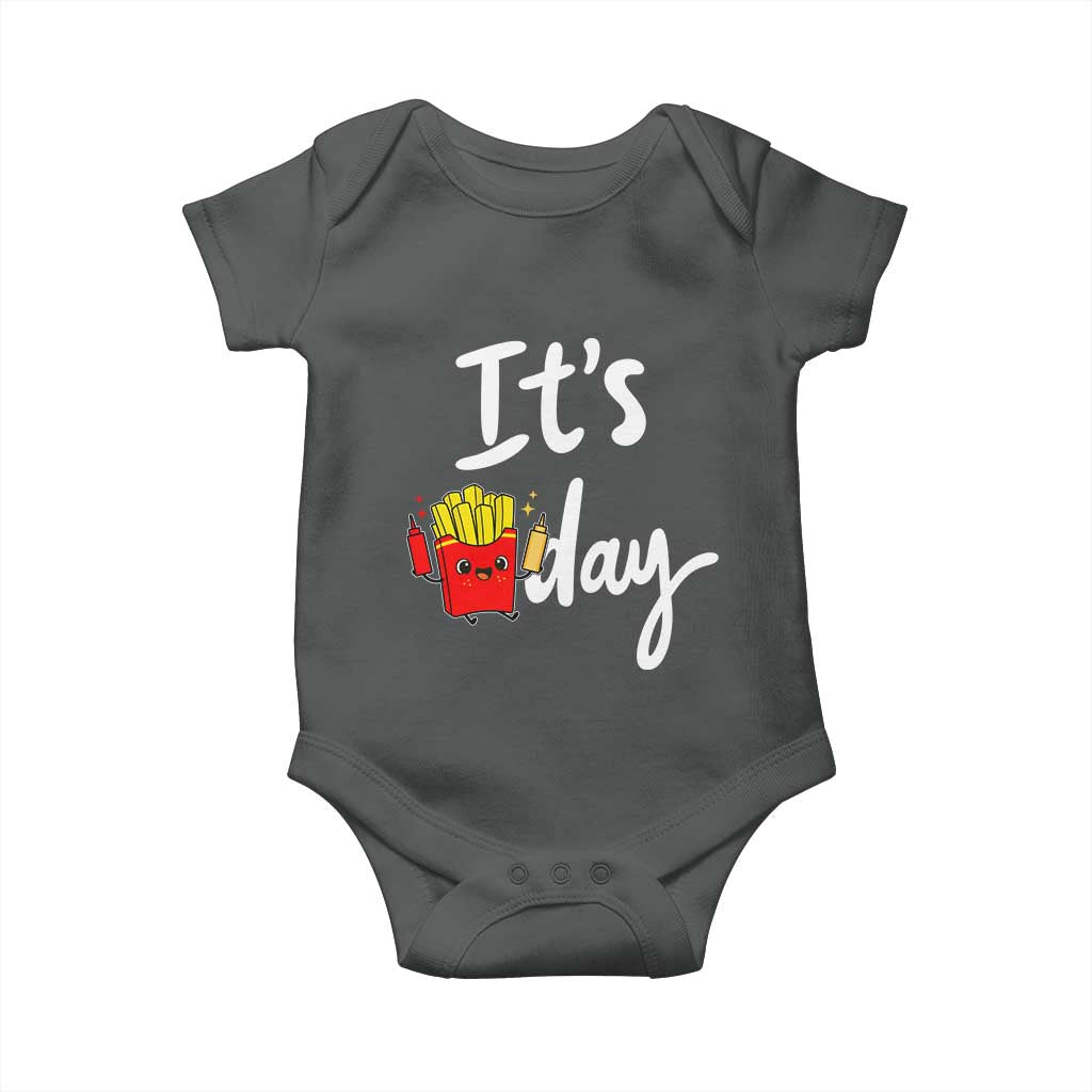 It Is Fry Day Baby Onesie Funny French Fries Lover Gift TS12 Dark Heather Print Your Wear