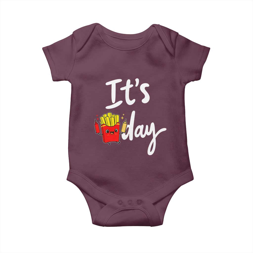 It Is Fry Day Baby Onesie Funny French Fries Lover Gift TS12 Maroon Print Your Wear