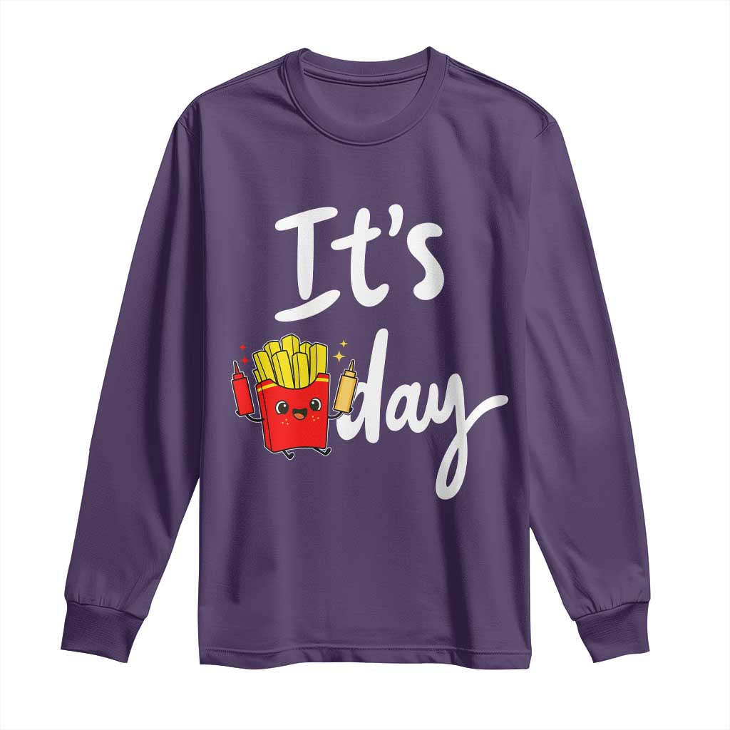 It Is Fry Day Long Sleeve Shirt Funny French Fries Lover Gift TS12 Purple Print Your Wear