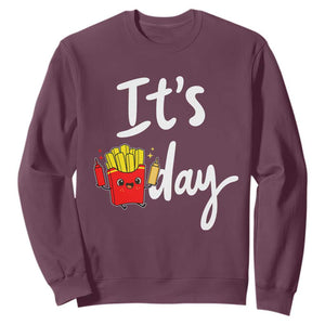 It Is Fry Day Sweatshirt Funny French Fries Lover Gift TS12 Maroon Print Your Wear