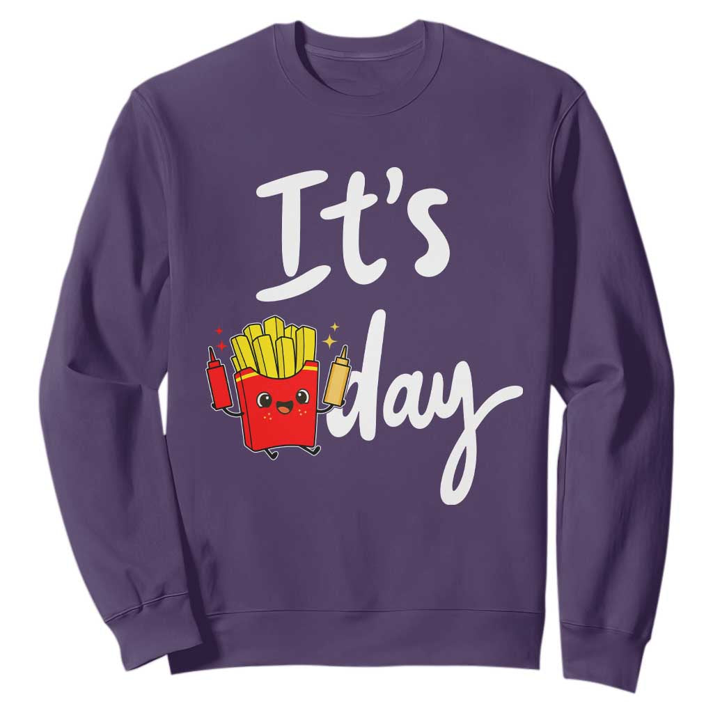 It Is Fry Day Sweatshirt Funny French Fries Lover Gift TS12 Purple Print Your Wear