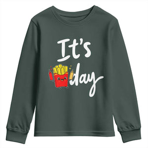 It Is Fry Day Youth Sweatshirt Funny French Fries Lover Gift TS12 Dark Forest Green Print Your Wear