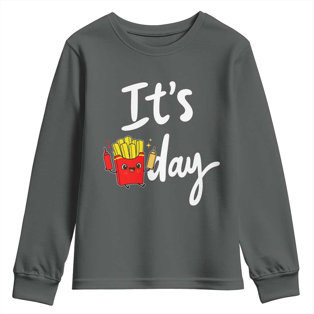 It Is Fry Day Youth Sweatshirt Funny French Fries Lover Gift TS12 Dark Heather Print Your Wear