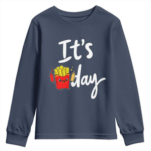 It Is Fry Day Youth Sweatshirt Funny French Fries Lover Gift TS12 Navy Print Your Wear