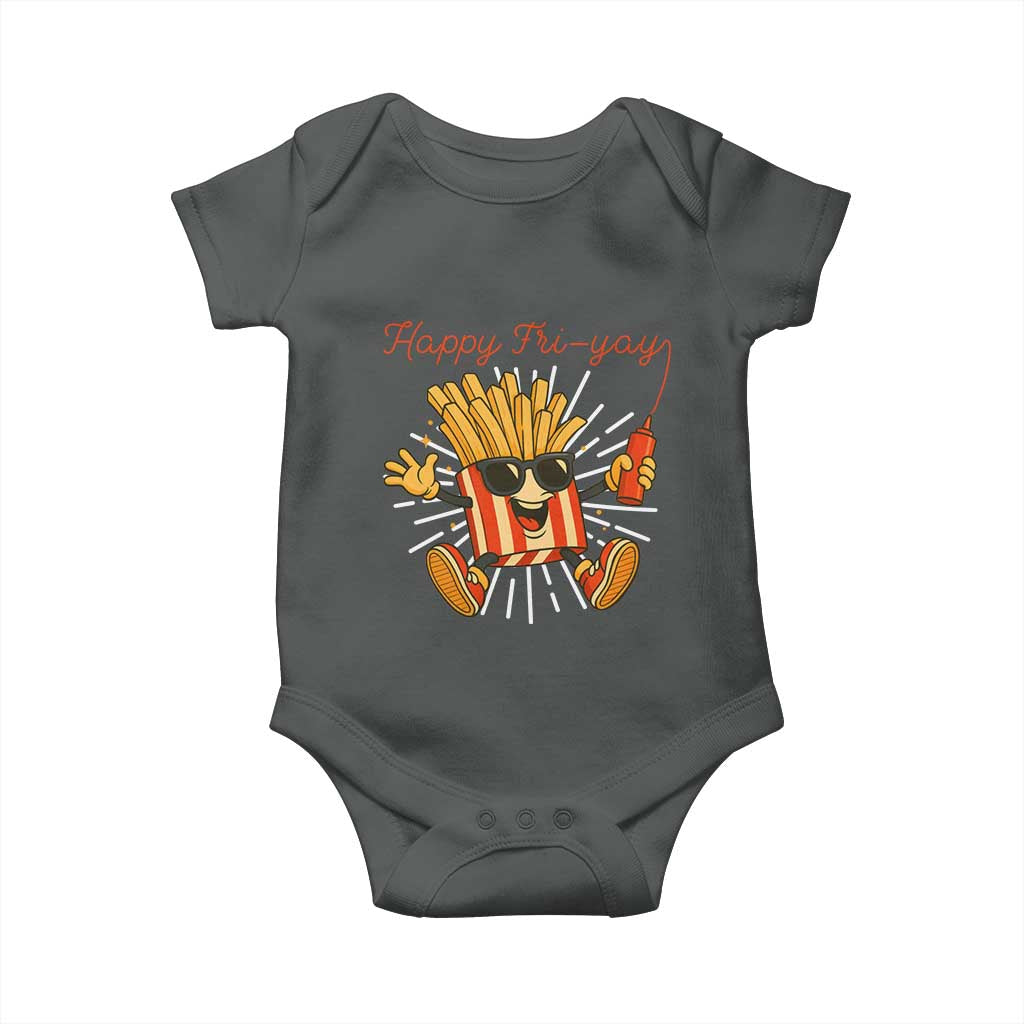 Funny French Fries Lover Baby Onesie Happy Friyay Gift TS12 Dark Heather Print Your Wear