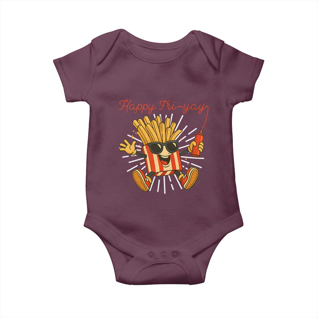 Funny French Fries Lover Baby Onesie Happy Friyay Gift TS12 Maroon Print Your Wear
