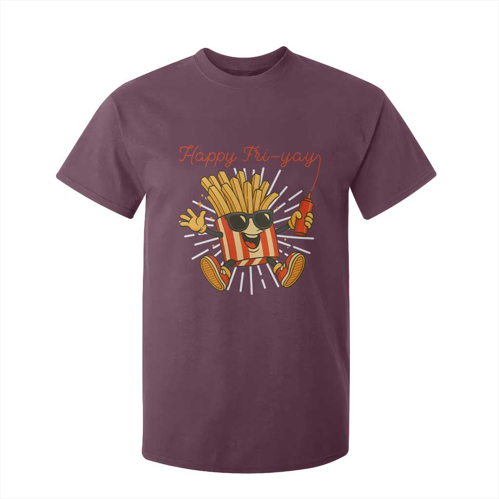 Funny French Fries Lover T Shirt For Kid Happy Friyay Gift TS12 Maroon Print Your Wear