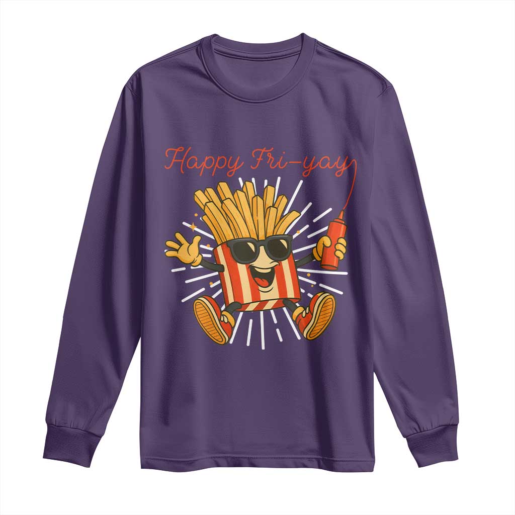Funny French Fries Lover Long Sleeve Shirt Happy Friyay Gift TS12 Purple Print Your Wear
