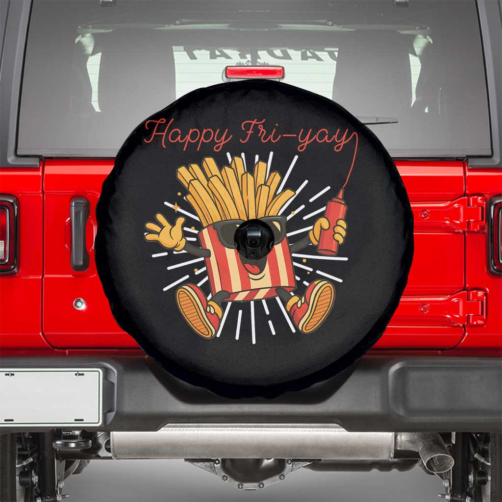 Funny French Fries Lover Spare Tire Cover Happy Friyay Gift TS12 Black Print Your Wear
