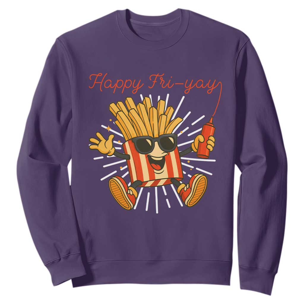 Funny French Fries Lover Sweatshirt Happy Friyay Gift TS12 Purple Print Your Wear