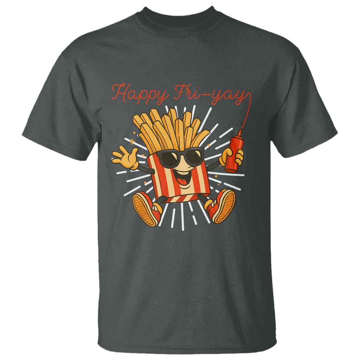 Funny French Fries Lover T Shirt Happy Friyay Gift TS12 Dark Heather Print Your Wear