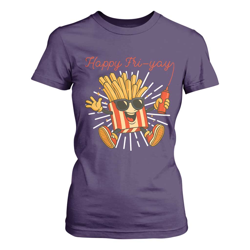 Funny French Fries Lover T Shirt For Women Happy Friyay Gift TS12 Purple Print Your Wear
