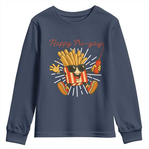 Funny French Fries Lover Youth Sweatshirt Happy Friyay Gift TS12 Navy Print Your Wear