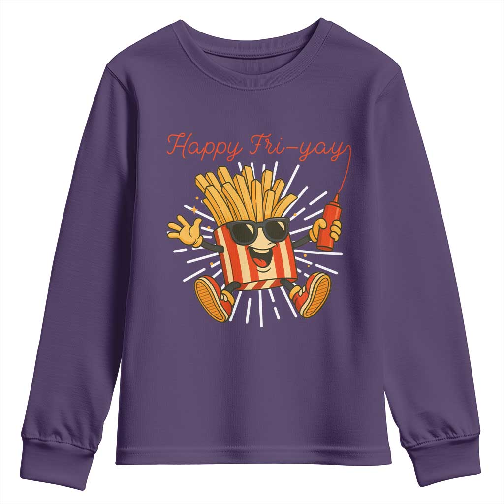 Funny French Fries Lover Youth Sweatshirt Happy Friyay Gift TS12 Purple Print Your Wear