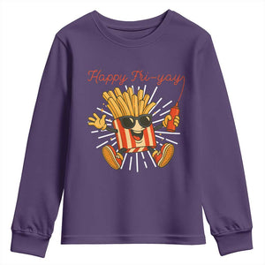 Funny French Fries Lover Youth Sweatshirt Happy Friyay Gift TS12 Purple Print Your Wear