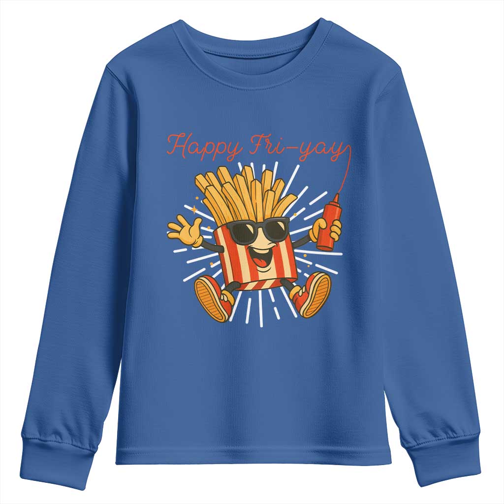 Funny French Fries Lover Youth Sweatshirt Happy Friyay Gift TS12 Royal Blue Print Your Wear