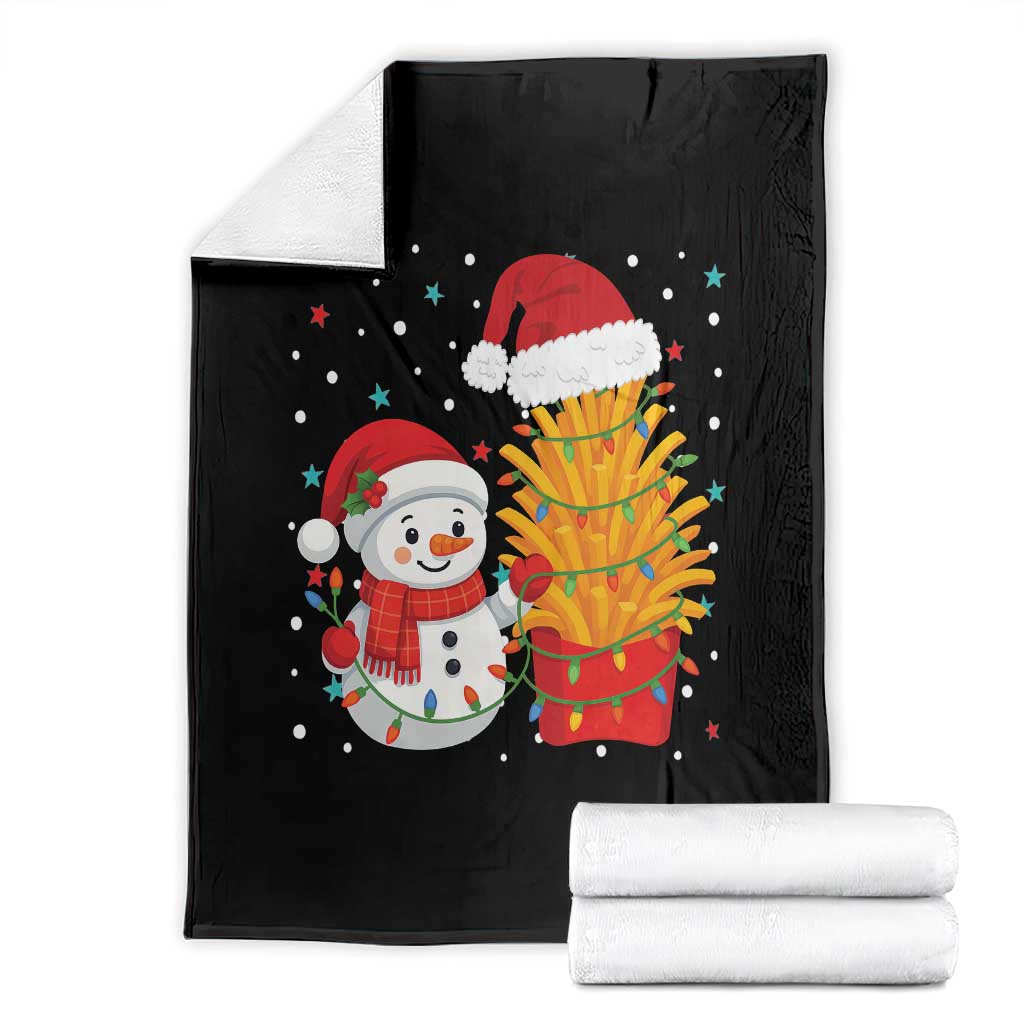 Funny Snowman Decorating French Fries Throw Blanket Christmas Gift TS12 Black Print Your Wear
