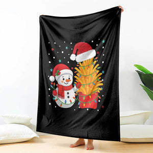 Funny Snowman Decorating French Fries Throw Blanket Christmas Gift TS12 Print Your Wear