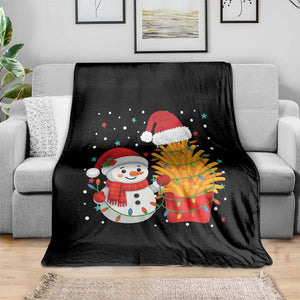 Funny Snowman Decorating French Fries Throw Blanket Christmas Gift TS12 Print Your Wear