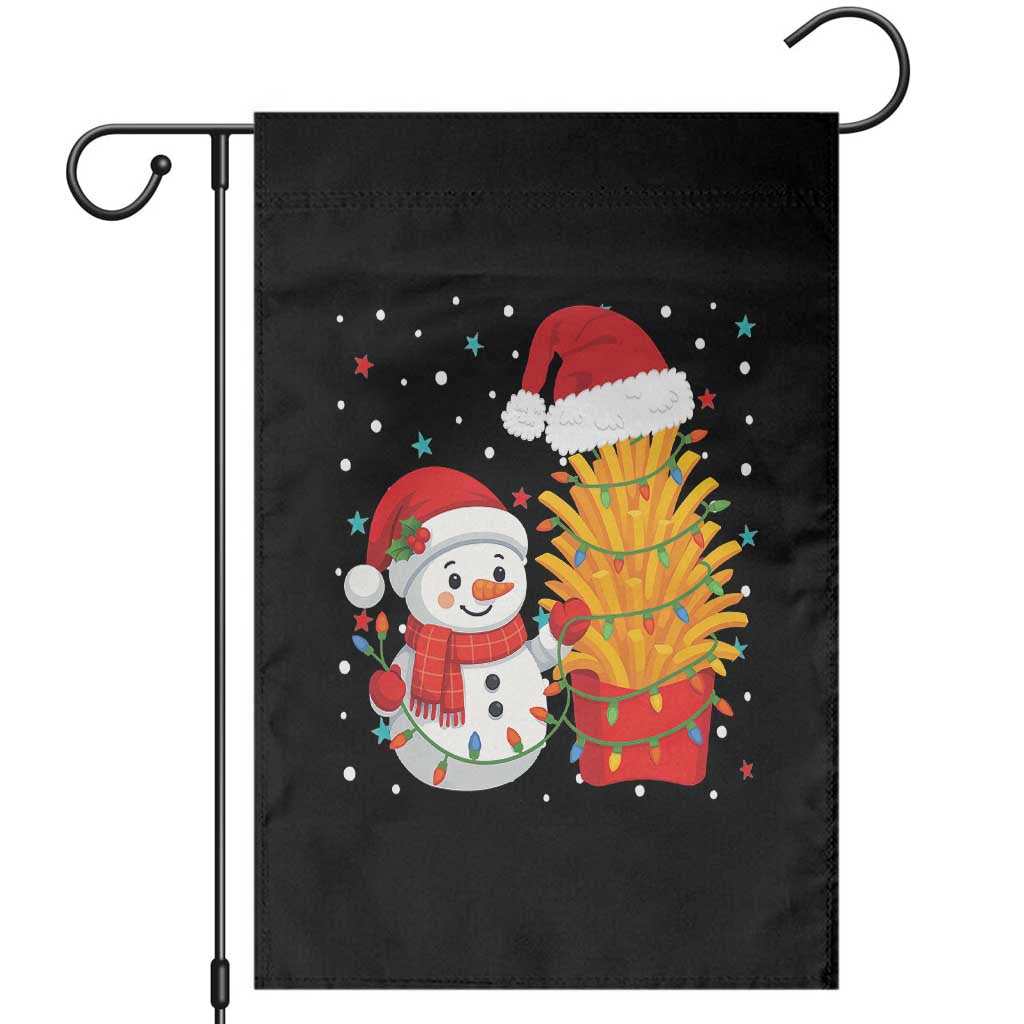 Funny Snowman Decorating French Fries Garden Flag Christmas Gift TS12 Black Print Your Wear