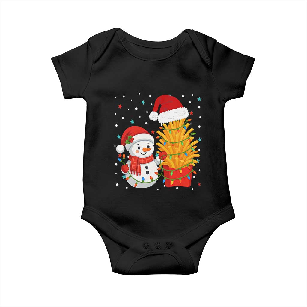 Funny Snowman Decorating French Fries Baby Onesie Christmas Gift TS12 Black Print Your Wear