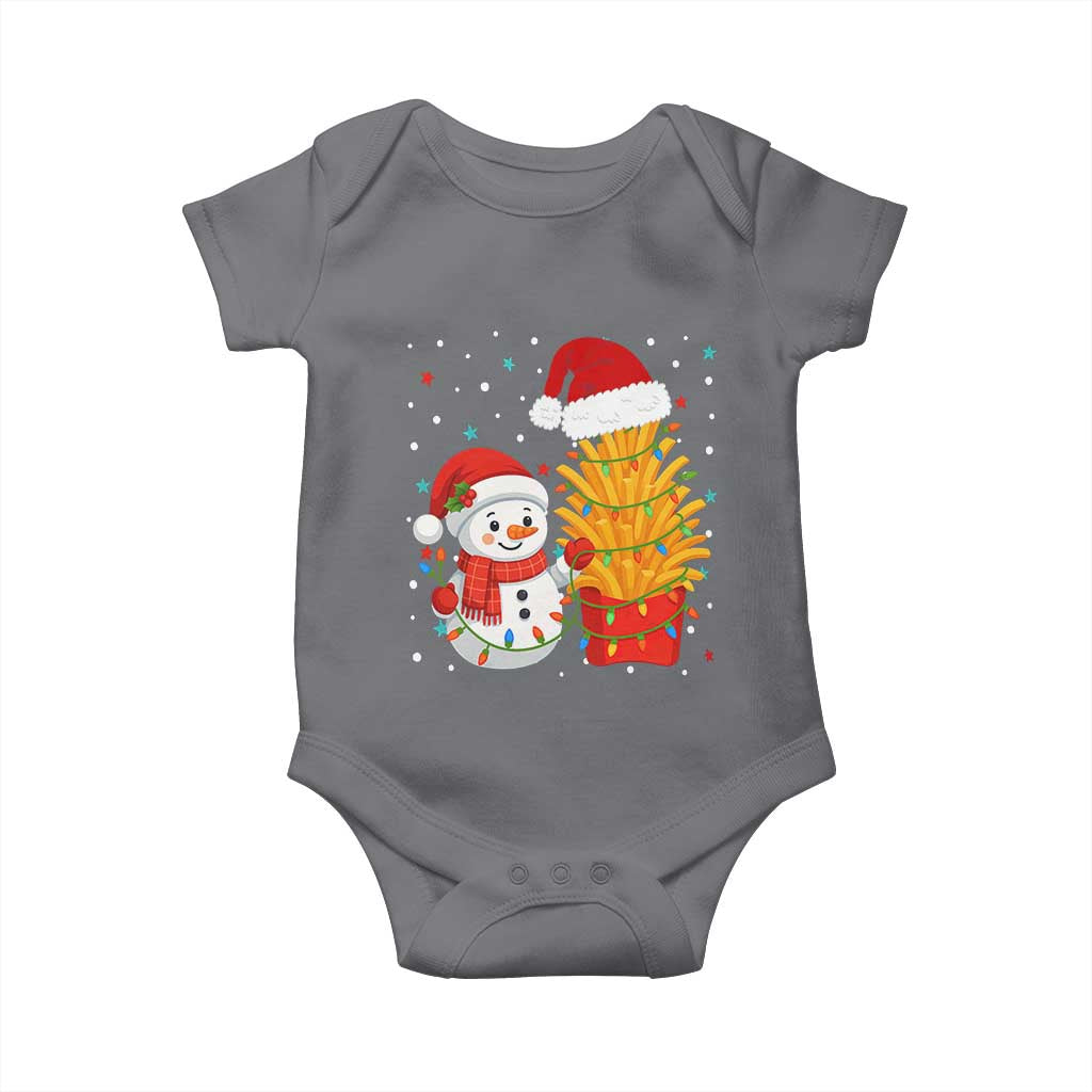 Funny Snowman Decorating French Fries Baby Onesie Christmas Gift TS12 Charcoal Print Your Wear