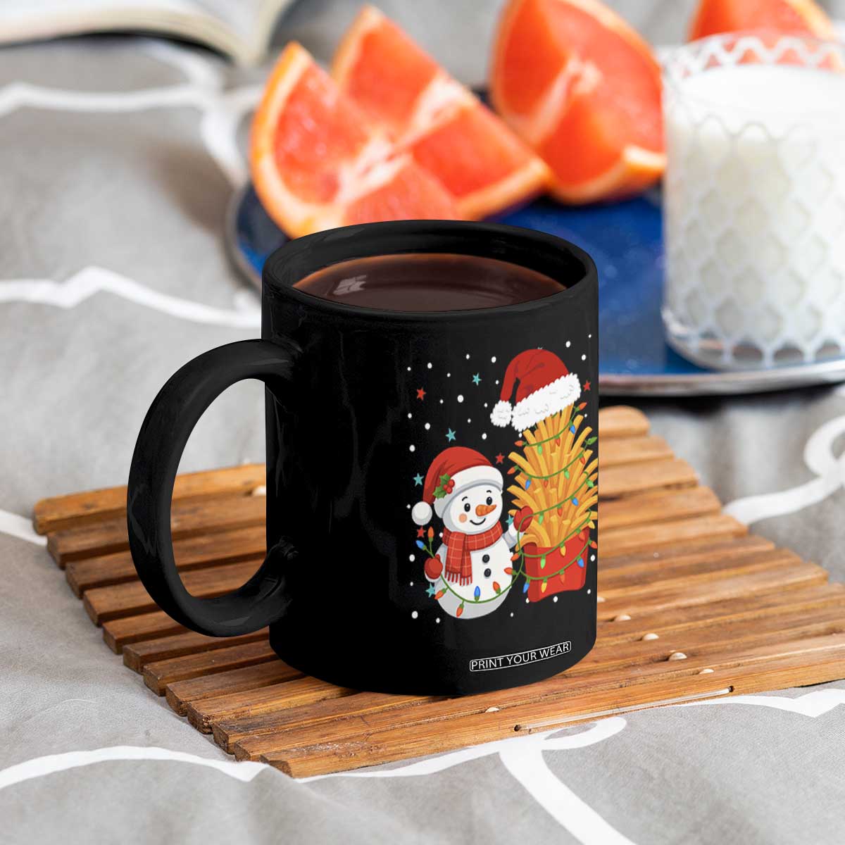 Funny Snowman Decorating French Fries Coffee Mug Christmas Gift TS12 Print Your Wear