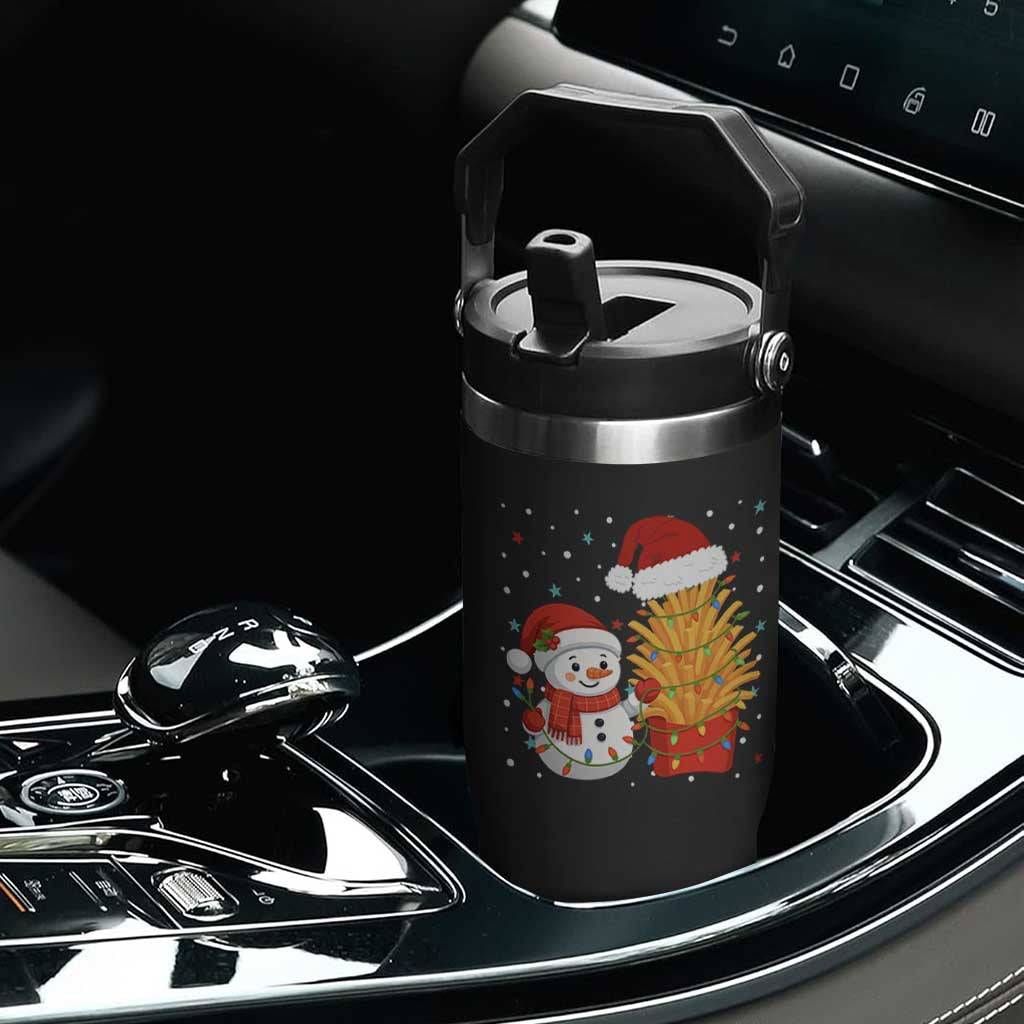 Funny Snowman Decorating French Fries Flip Straw Tumbler Christmas Gift TS12 Print Your Wear