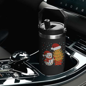 Funny Snowman Decorating French Fries Flip Straw Tumbler Christmas Gift TS12 Print Your Wear