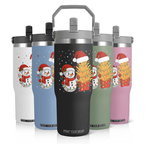 Funny Snowman Decorating French Fries Flip Straw Tumbler Christmas Gift TS12 Print Your Wear