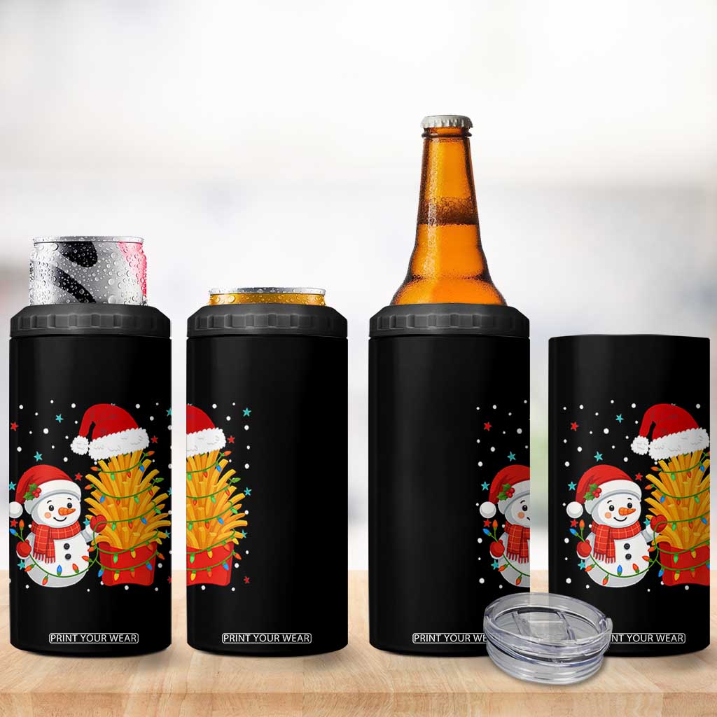 Funny Snowman Decorating French Fries 4 in 1 Can Cooler Tumbler Christmas Gift TS12 Print Your Wear