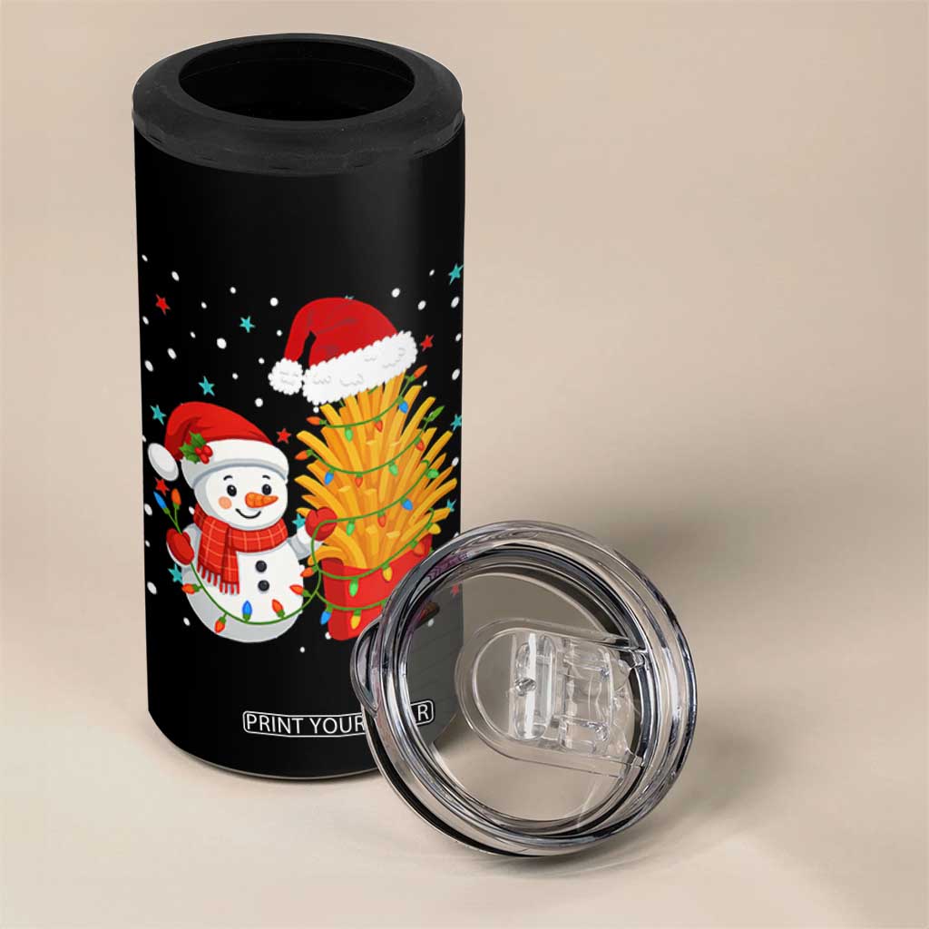 Funny Snowman Decorating French Fries 4 in 1 Can Cooler Tumbler Christmas Gift TS12 Print Your Wear