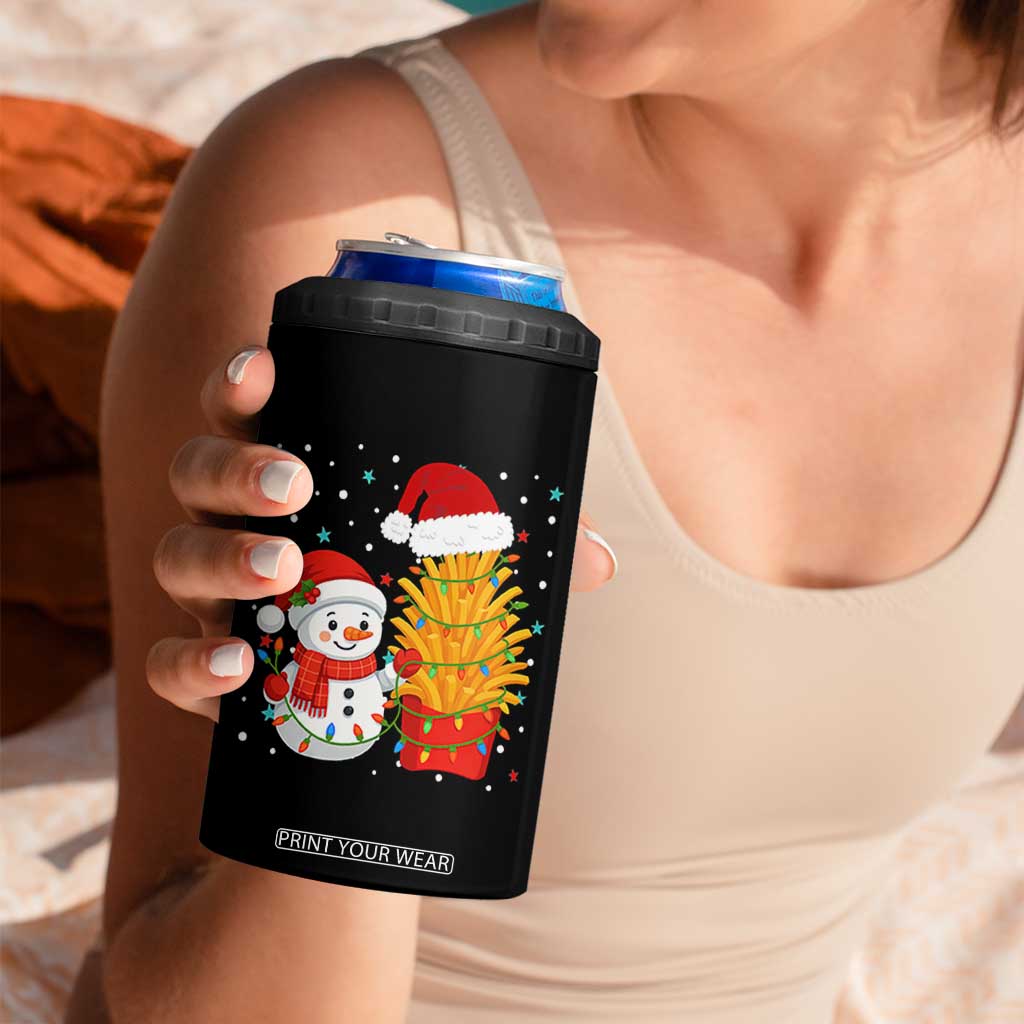 Funny Snowman Decorating French Fries 4 in 1 Can Cooler Tumbler Christmas Gift TS12 Print Your Wear
