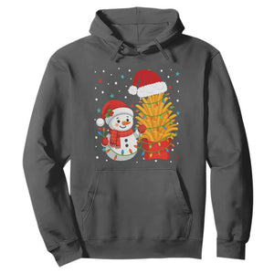 Funny Snowman Decorating French Fries Hoodie Christmas Gift TS12 Dark Heather Print Your Wear