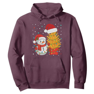 Funny Snowman Decorating French Fries Hoodie Christmas Gift TS12 Maroon Print Your Wear