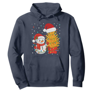 Funny Snowman Decorating French Fries Hoodie Christmas Gift TS12 Navy Print Your Wear