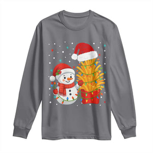Funny Snowman Decorating French Fries Long Sleeve Shirt Christmas Gift TS12 Charcoal Print Your Wear
