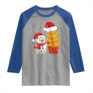 Funny Snowman Decorating French Fries Raglan Shirt Christmas Gift TS12 Sport Gray Royal Print Your Wear
