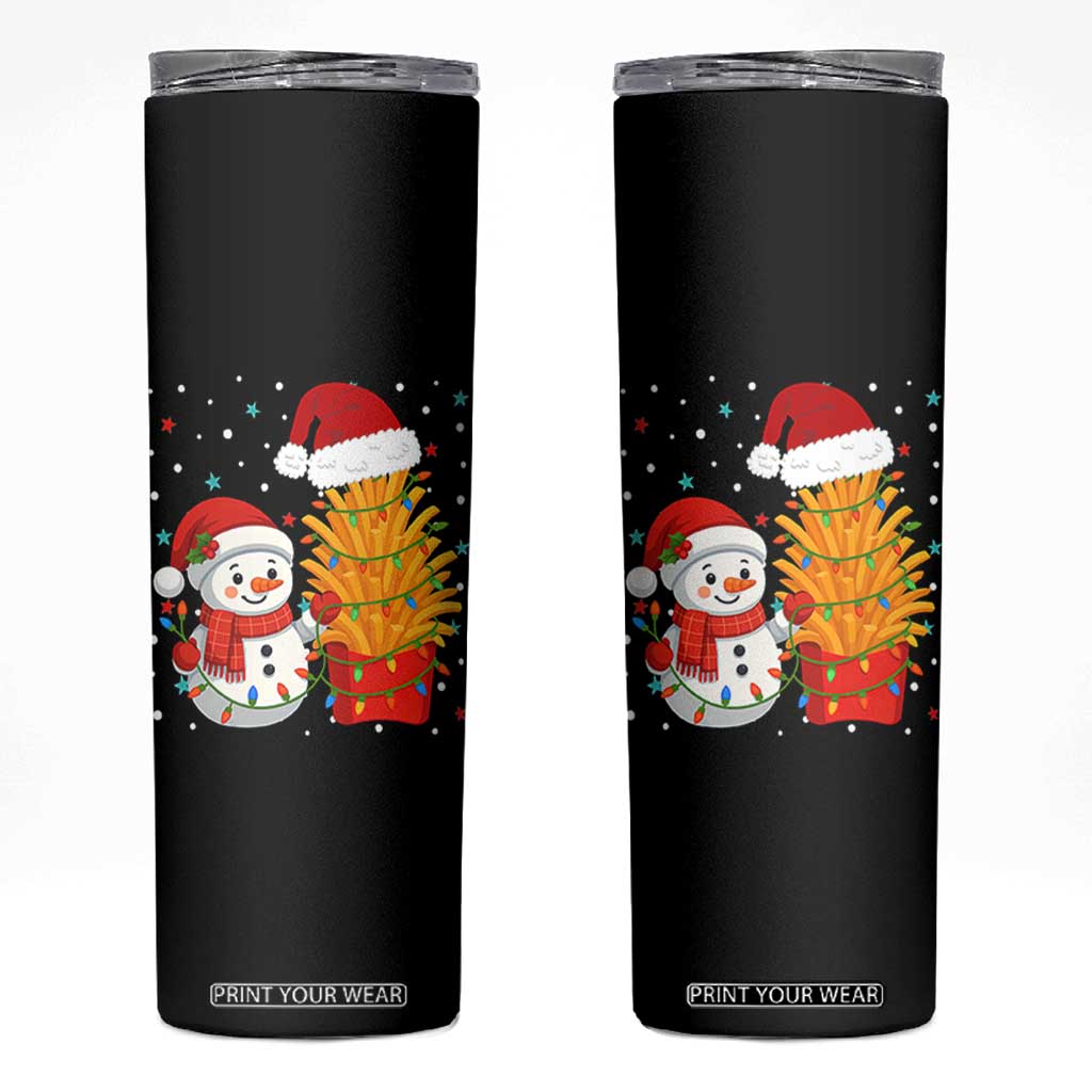 Funny Snowman Decorating French Fries Skinny Tumbler Christmas Gift TS12 Black Print Your Wear