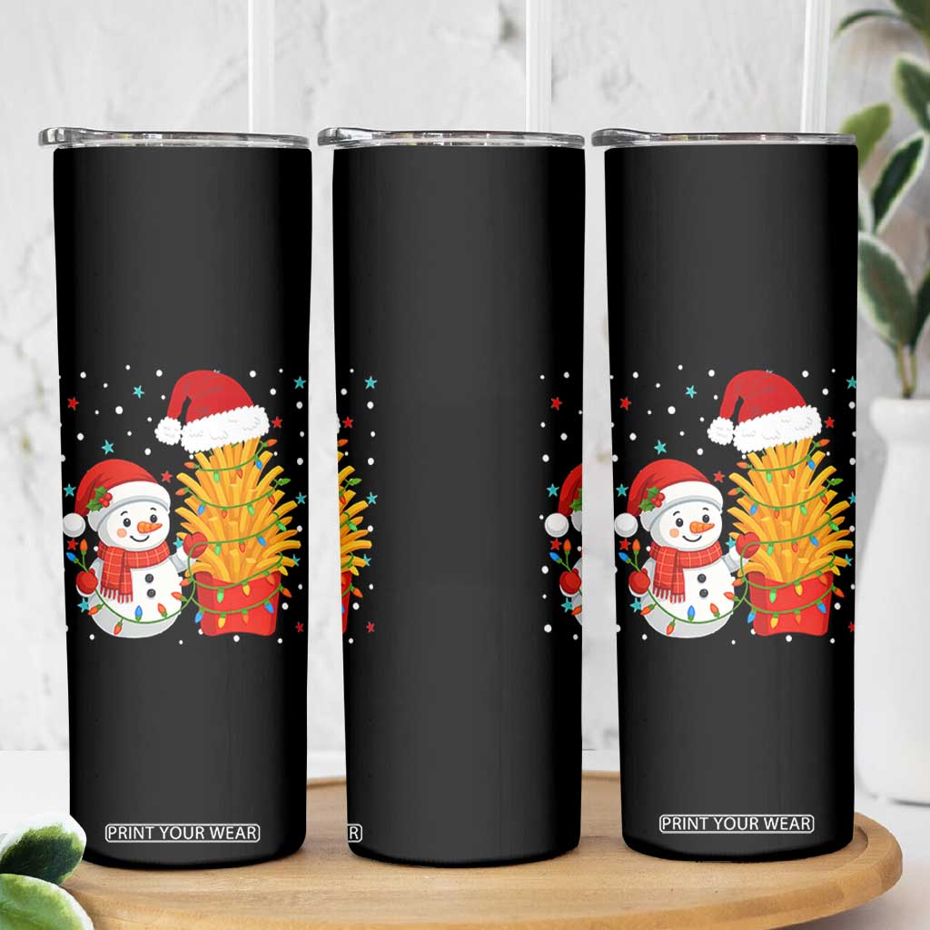 Funny Snowman Decorating French Fries Skinny Tumbler Christmas Gift TS12 Print Your Wear