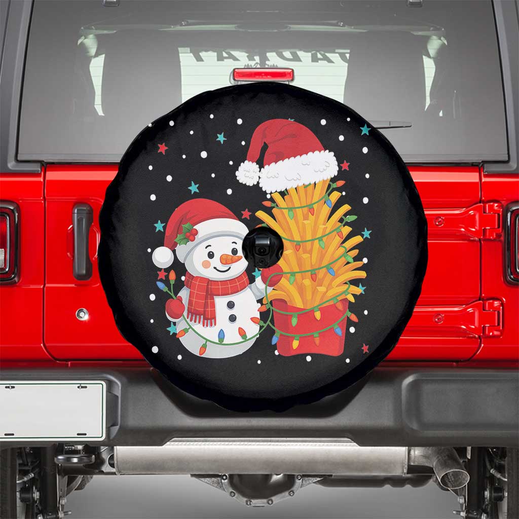 Funny Snowman Decorating French Fries Spare Tire Cover Christmas Gift TS12 Black Print Your Wear