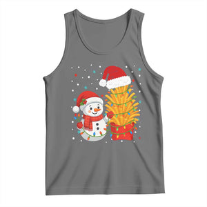 Funny Snowman Decorating French Fries Tank Top Christmas Gift TS12 Black Heather Print Your Wear