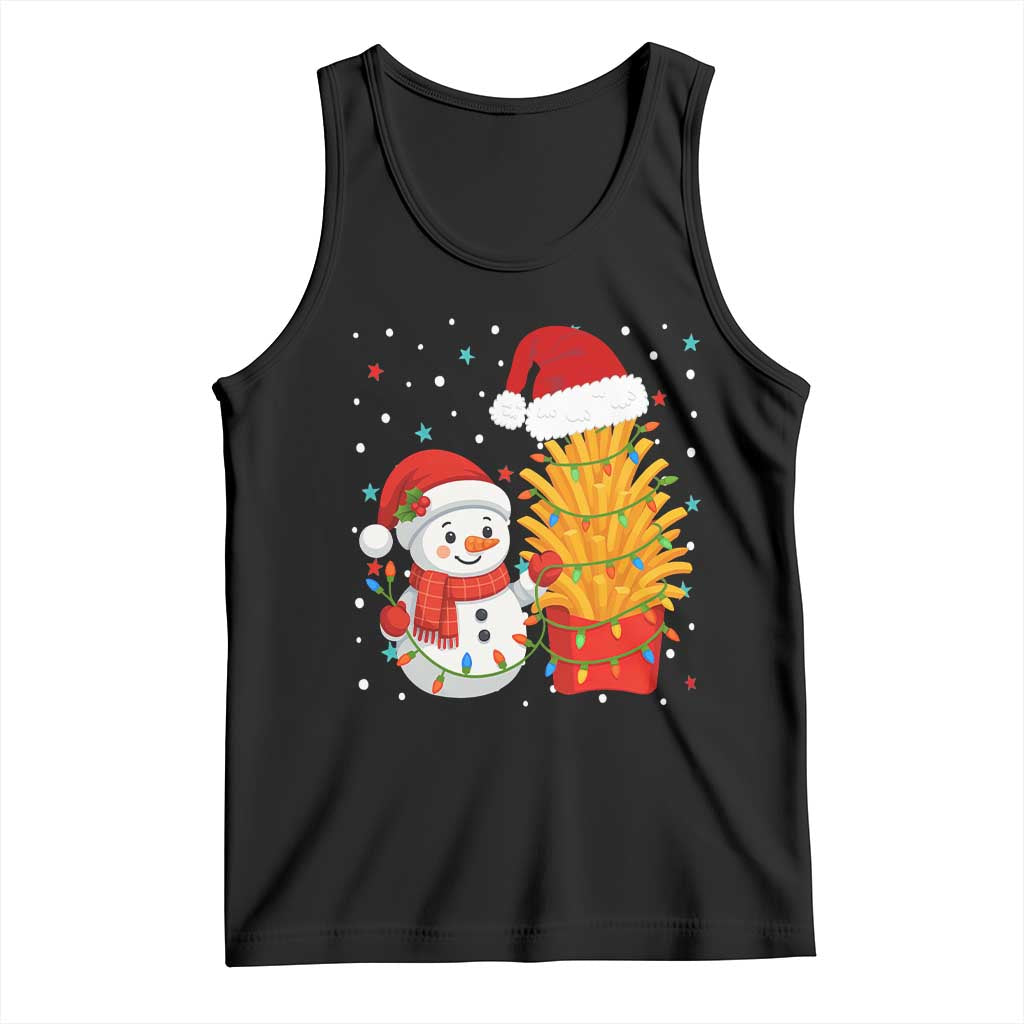 Funny Snowman Decorating French Fries Tank Top Christmas Gift TS12 Black Print Your Wear