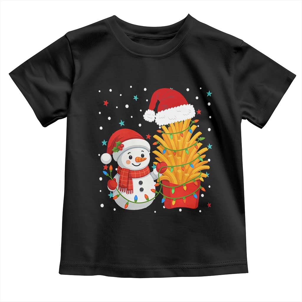 Funny Snowman Decorating French Fries Toddler T Shirt Christmas Gift TS12 Black Print Your Wear