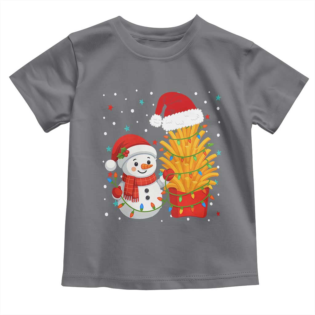 Funny Snowman Decorating French Fries Toddler T Shirt Christmas Gift TS12 Charcoal Print Your Wear