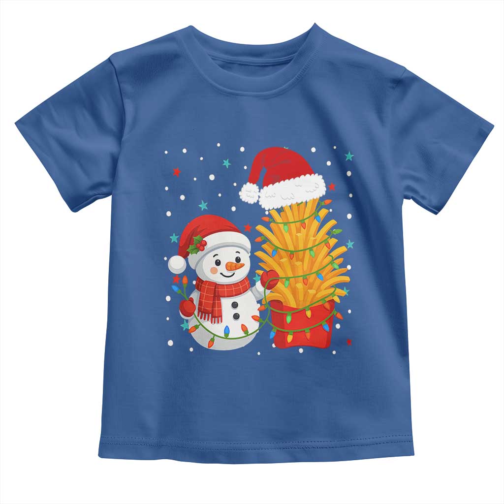 Funny Snowman Decorating French Fries Toddler T Shirt Christmas Gift TS12 Royal Blue Print Your Wear