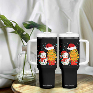 Funny Snowman Decorating French Fries Tumbler With Handle Christmas Gift TS12 Print Your Wear