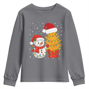 Funny Snowman Decorating French Fries Youth Sweatshirt Christmas Gift TS12 Charcoal Print Your Wear