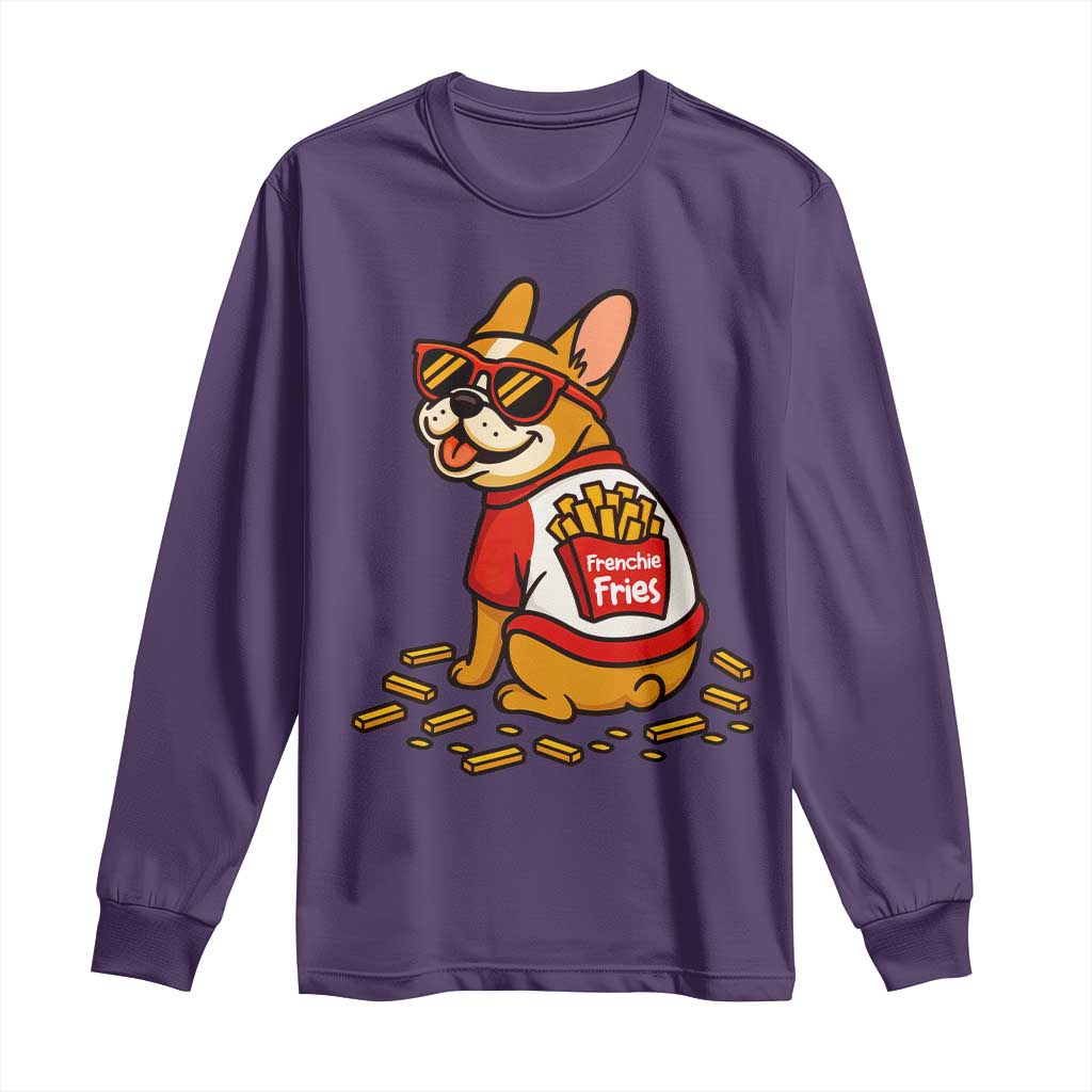 Frenchie Fries Long Sleeve Shirt Funny French Bulldog Lover Gift TS12 Purple Print Your Wear