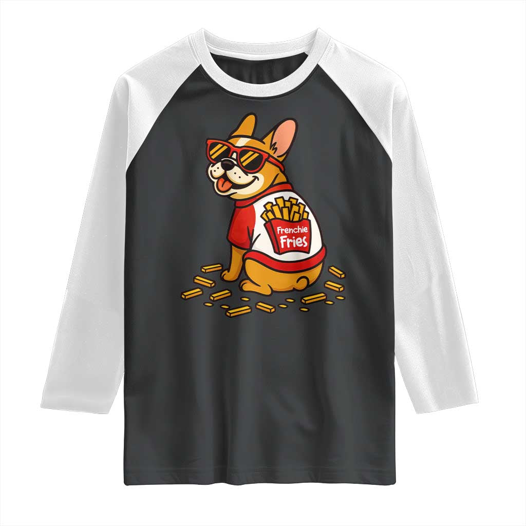 Frenchie Fries Raglan Shirt Funny French Bulldog Lover Gift TS12 Black White Print Your Wear